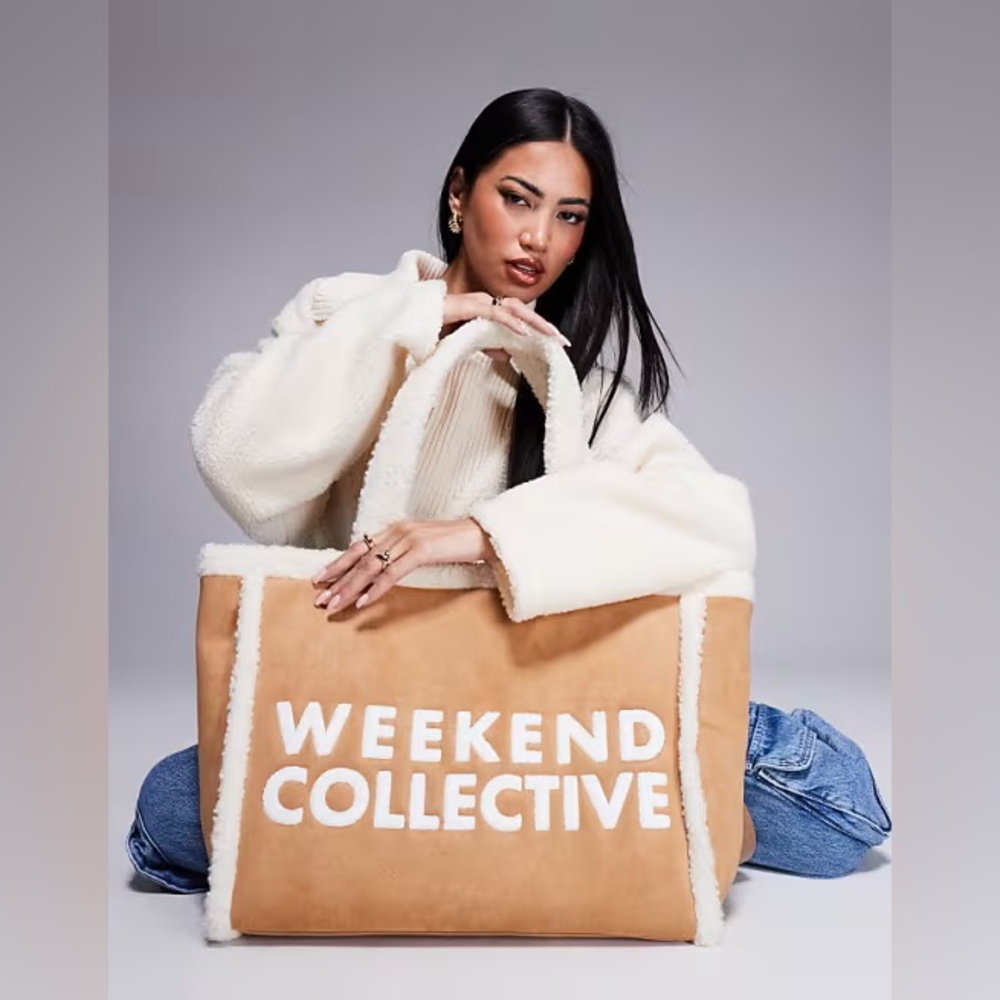 Weekend Collective faux suede tote bag in tan